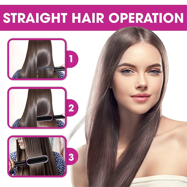 2 in 1 Hair straightener brush